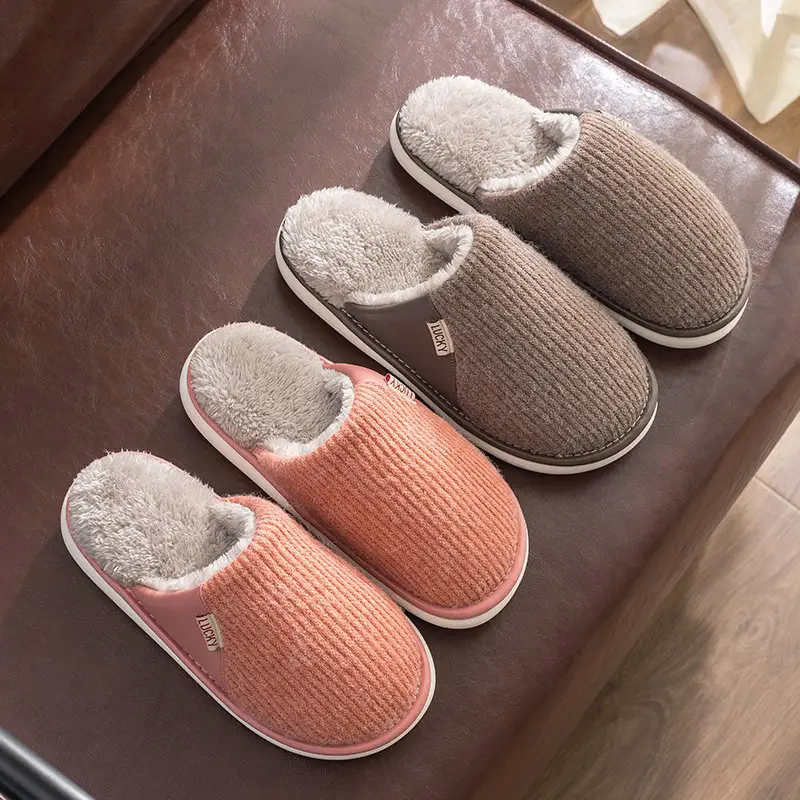 Plus Size Men's Fleece Slippers Grey Winter - Image 8