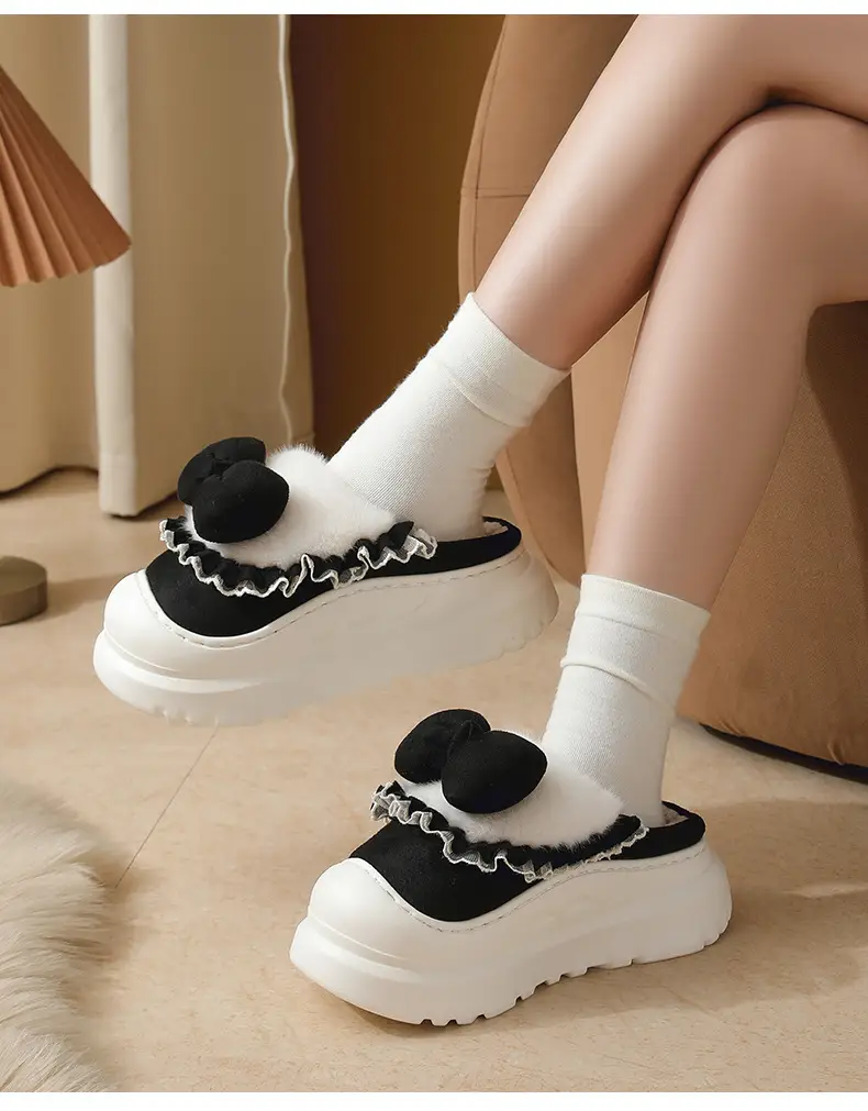 Women's Bow Knot Thick Slippers Autumn Winter Warm — feature 15