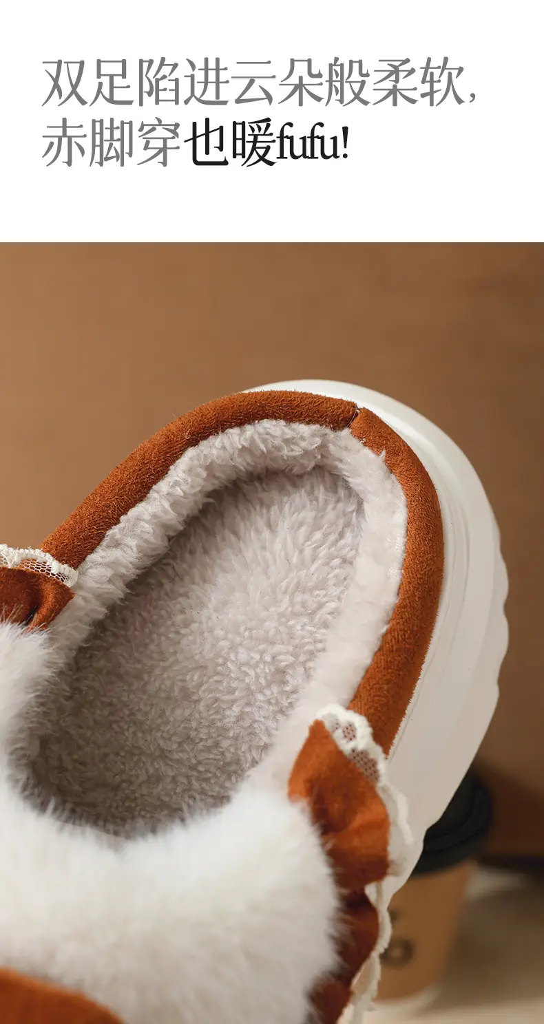 Women's Bow Knot Thick Slippers Autumn Winter Warm — feature 4
