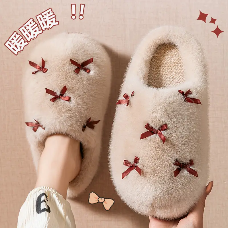 Women Bow Cotton Slippers Warm Anti-Slip 2025 - Image 11