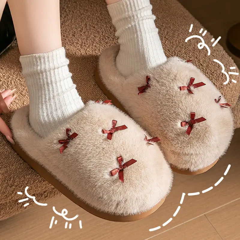 Women Bow Cotton Slippers Warm Anti-Slip 2025 - Image 12