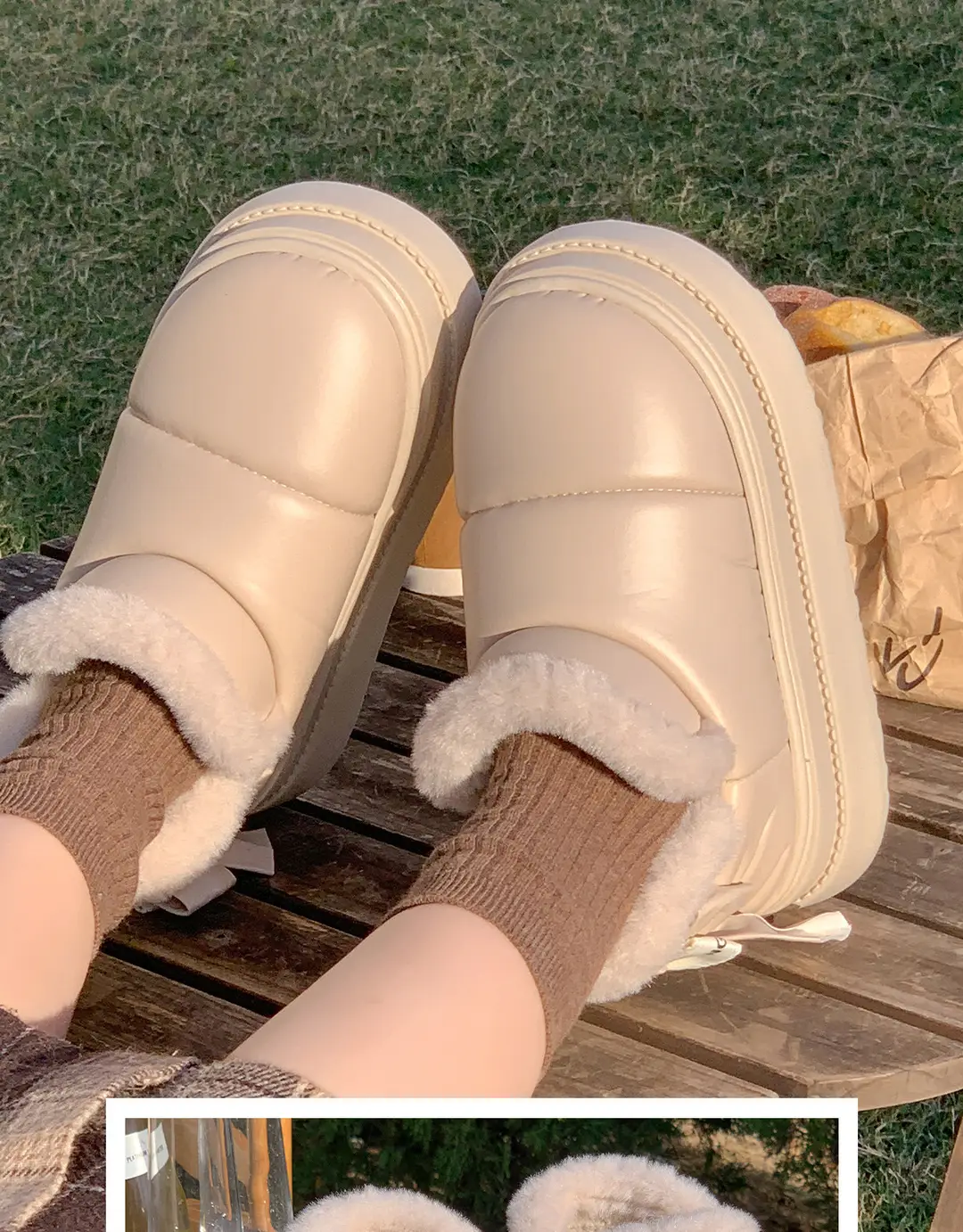 Popular Bow Cotton Slippers for Women in Autumn and Winter Confinement Shoes for Indoor Household Thick-Soled Non-Slip Fleece-Lined Warm Bag Heel Cotton Shoes — feature 3