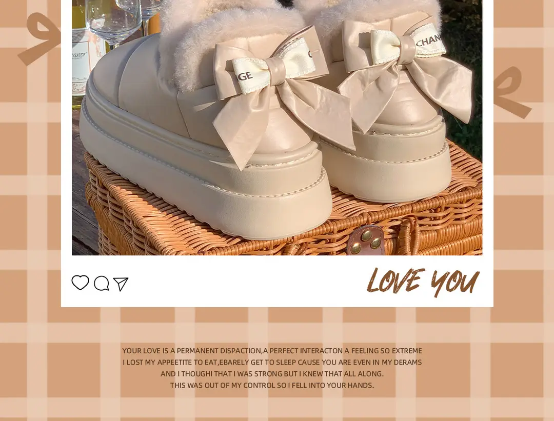 Popular Bow Cotton Slippers for Women in Autumn and Winter Confinement Shoes for Indoor Household Thick-Soled Non-Slip Fleece-Lined Warm Bag Heel Cotton Shoes — feature 4