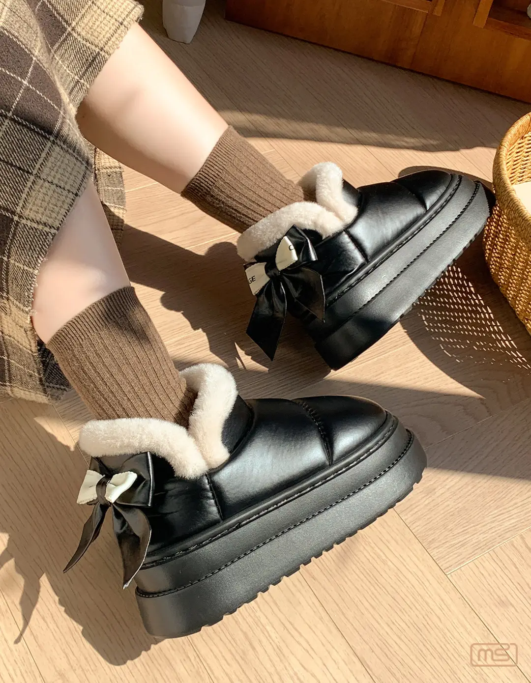 Popular Bow Cotton Slippers for Women in Autumn and Winter Confinement Shoes for Indoor Household Thick-Soled Non-Slip Fleece-Lined Warm Bag Heel Cotton Shoes — feature 8