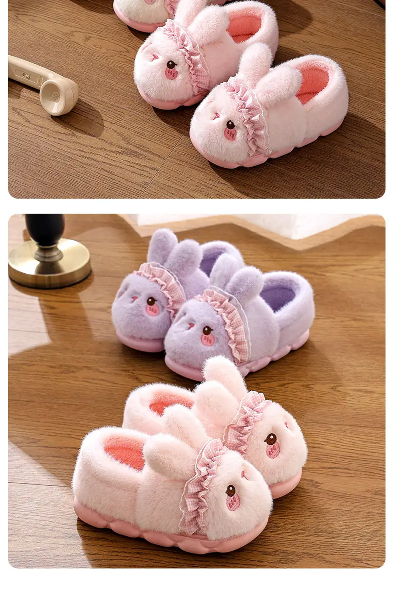 Women's Pink Rabbit Slippers Warm Plush Baby Socks — feature 17