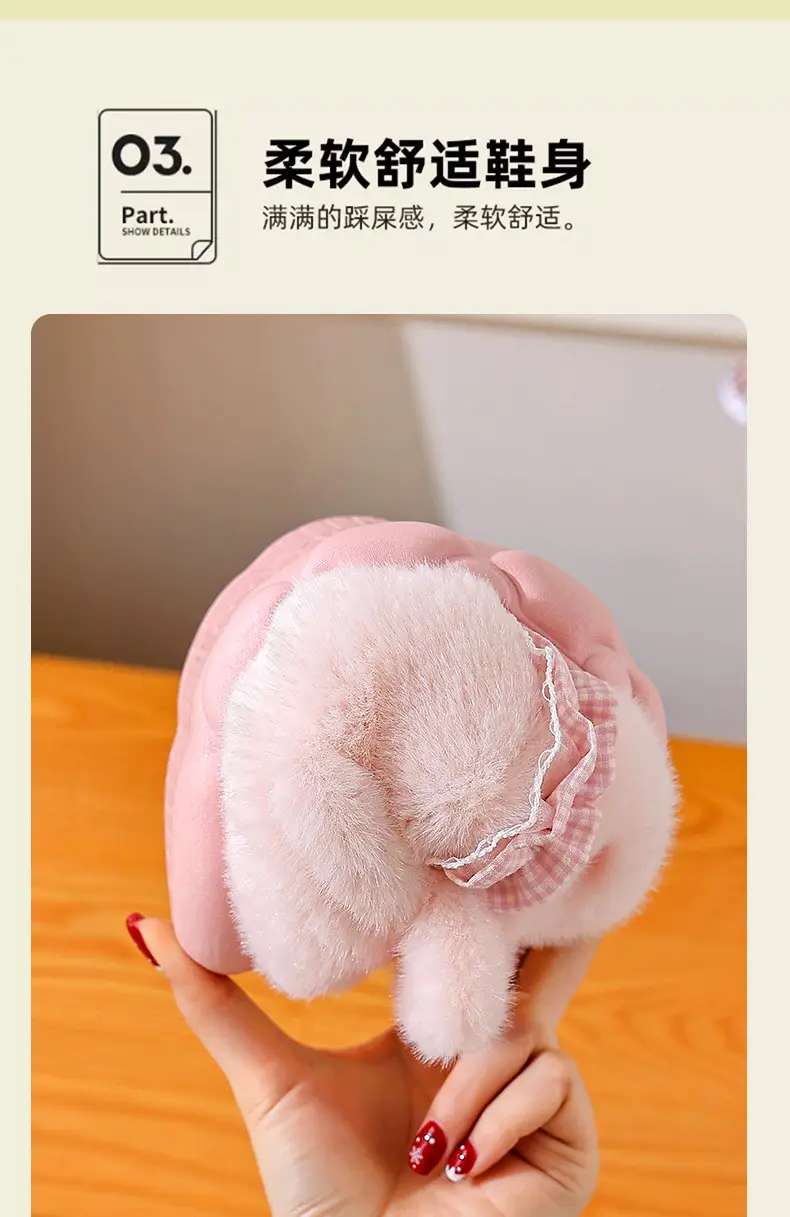 Women's Pink Rabbit Slippers Warm Plush Baby Socks — feature 8