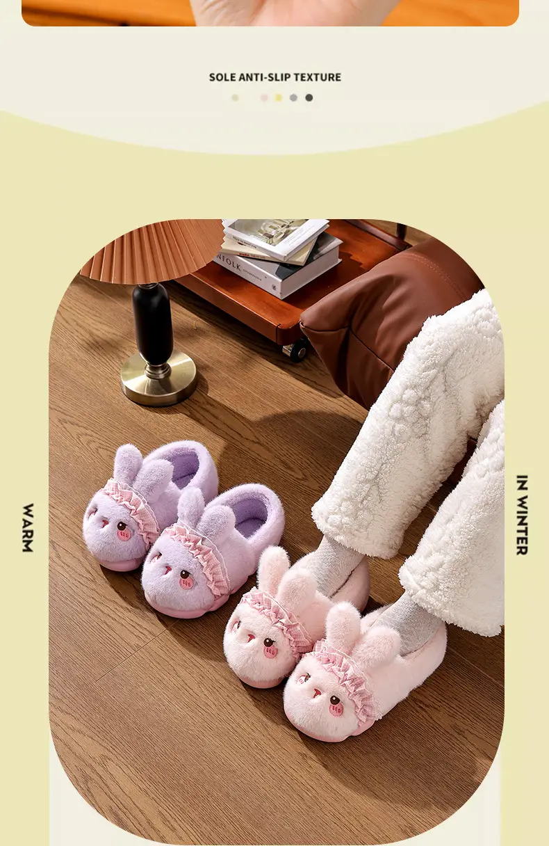 Women's Pink Rabbit Slippers Warm Plush Baby Socks — feature 9