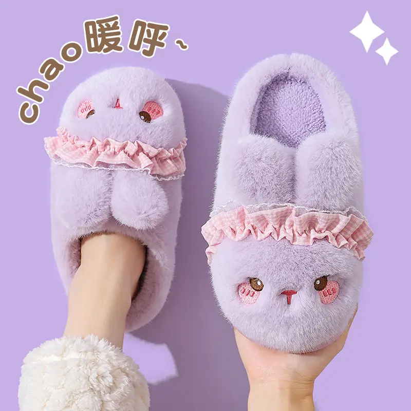 Women's Pink Rabbit Slippers Warm Plush Baby Socks - Image 5