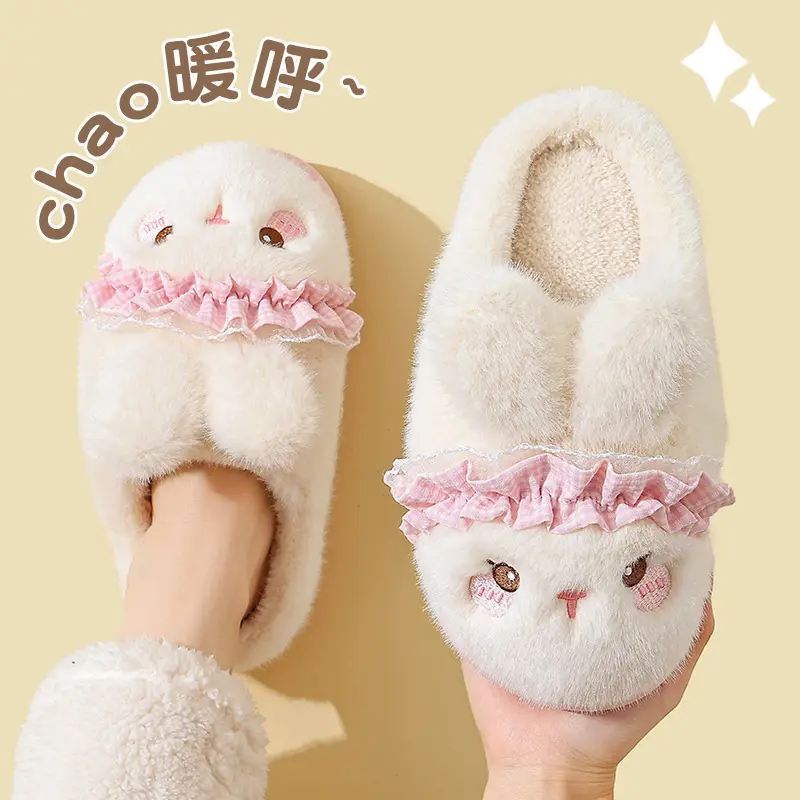 Women's Pink Rabbit Slippers Warm Plush Baby Socks - Image 6