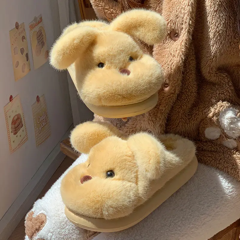 Cute Puppy Cotton Slippers for Women, New Winter Style, Warm for Outdoor Wear, Indoor Home Use, Thick-Soled Cartoon Plush Slippers - Image 27