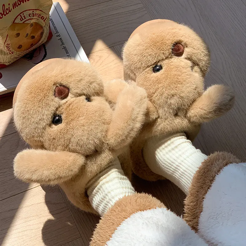 Cute Puppy Cotton Slippers for Women, New Winter Style, Warm for Outdoor Wear, Indoor Home Use, Thick-Soled Cartoon Plush Slippers - Image 28