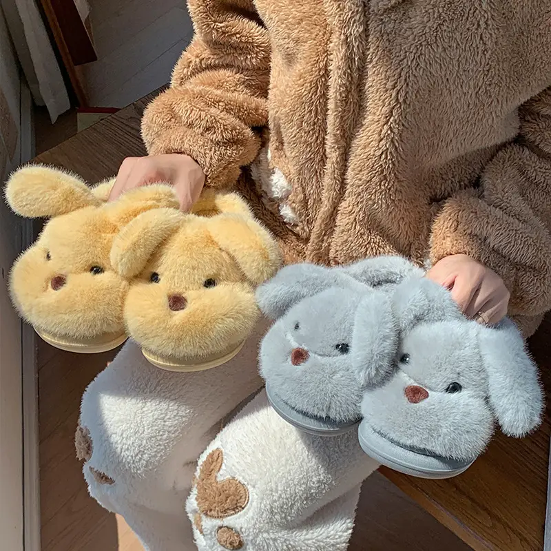Cute Puppy Cotton Slippers for Women, New Winter Style, Warm for Outdoor Wear, Indoor Home Use, Thick-Soled Cartoon Plush Slippers - Image 29