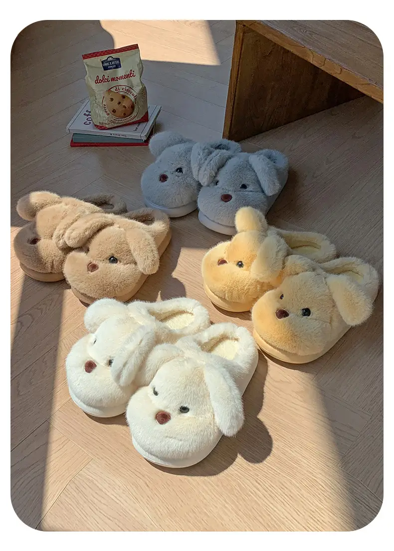 Cute Puppy Cotton Slippers for Women, New Winter Style, Warm for Outdoor Wear, Indoor Home Use, Thick-Soled Cartoon Plush Slippers — feature 4