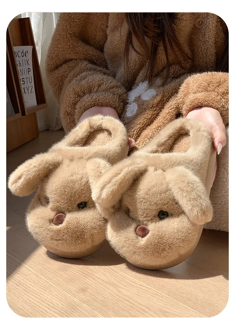 Cute Puppy Cotton Slippers for Women, New Winter Style, Warm for Outdoor Wear, Indoor Home Use, Thick-Soled Cartoon Plush Slippers — feature 6