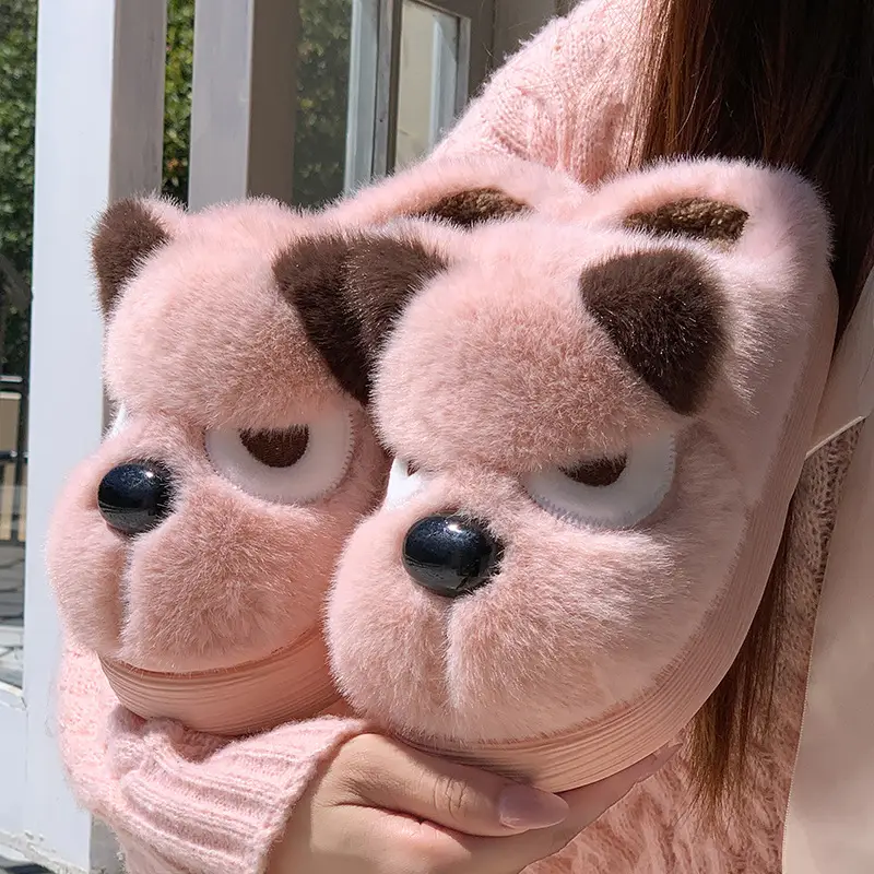 Cute Puppy Cotton Slippers for Women, New Winter Style, Warm for Outdoor Wear, Indoor Home Use, Thick-Soled Cartoon Plush Slippers - Image 12