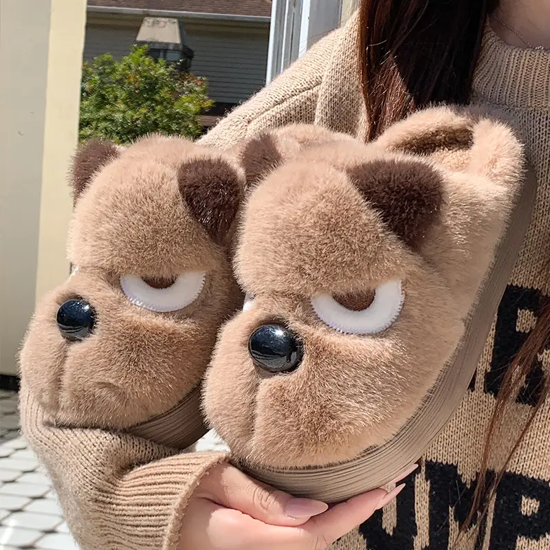 Cute Puppy Cotton Slippers for Women, New Winter Style, Warm for Outdoor Wear, Indoor Home Use, Thick-Soled Cartoon Plush Slippers - Image 16