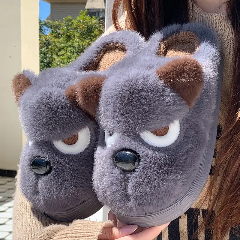 Cute Puppy Cotton Slippers for Women, New Winter Style, Warm for Outdoor Wear, Indoor Home Use, Thick-Soled Cartoon Plush Slippers - Image 17
