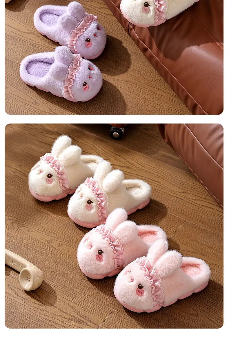 Women's Pink Rabbit Slippers Warm Plush Baby Footwear — feature 17