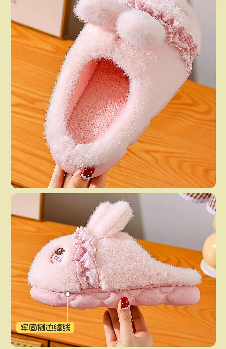 Women's Pink Rabbit Slippers Warm Plush Baby Footwear — feature 7