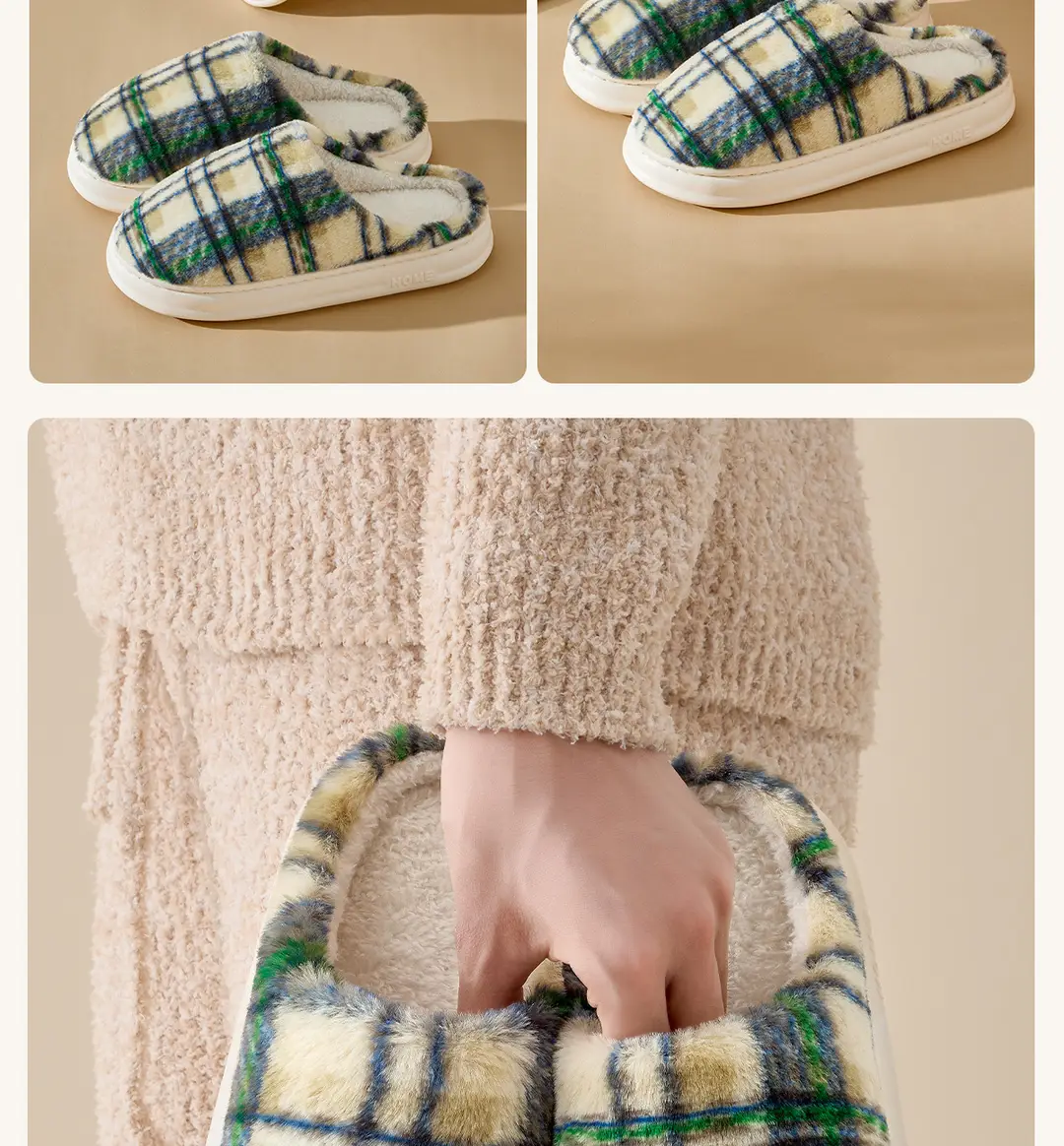 Jialiya Cotton Slippers Women's 2025 New Winter Plaid Simple Couple Home Warm Cotton Slippers Men's Wholesale — feature 18