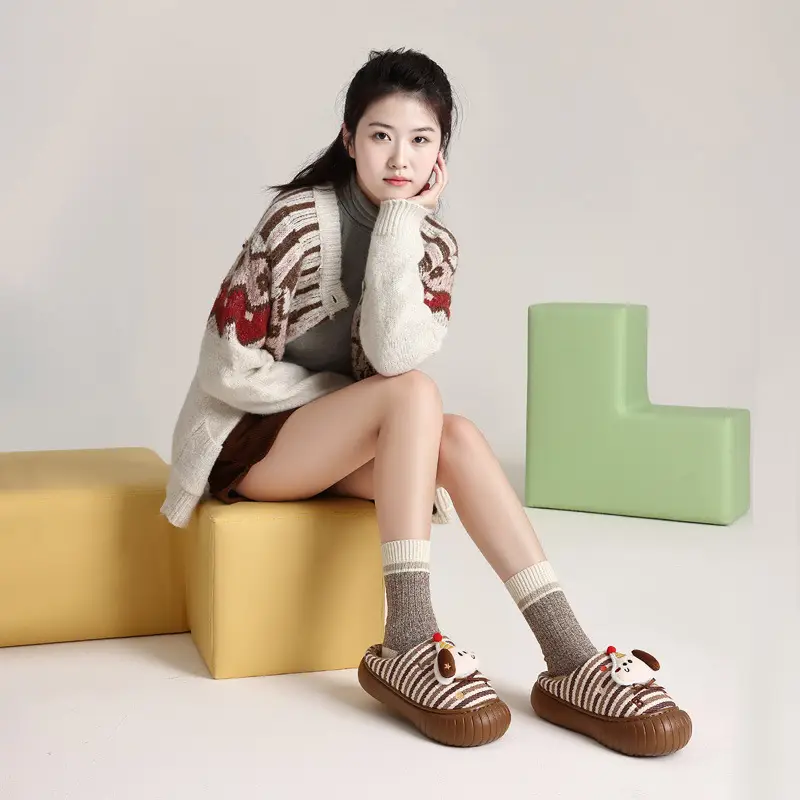 Parent-Child Children's Cotton Slippers for Women, Winter Fleece-Lined, Thickened, Plush, Warm, Non-Slip, Women's Winter Home Cotton Slippers Wholesale - Image 12