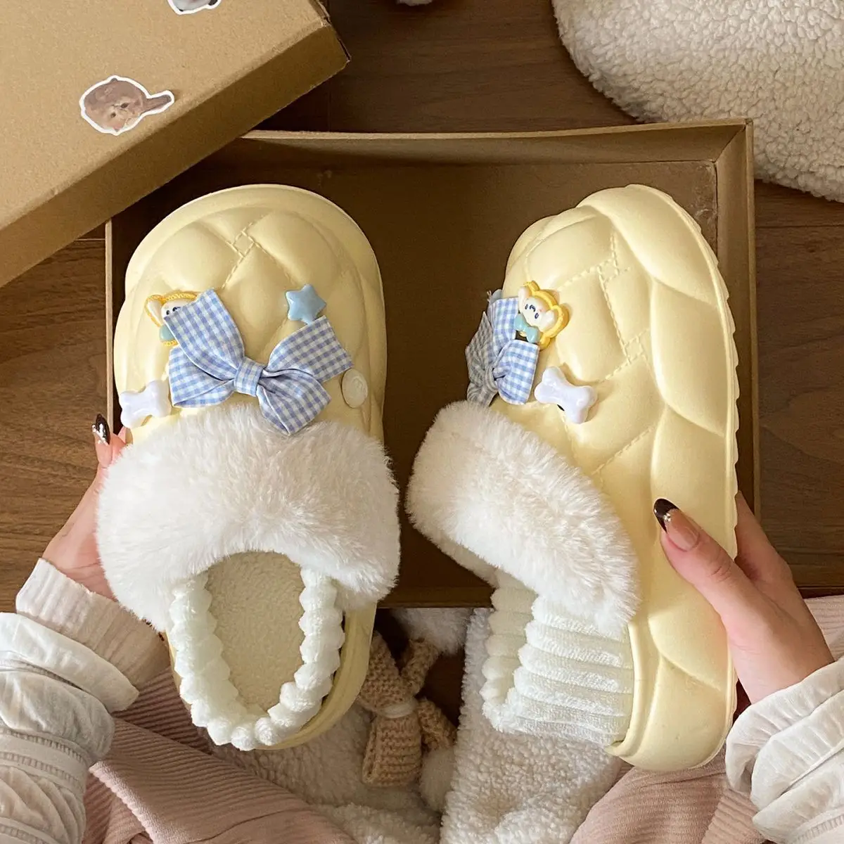 Warm Cartoon Slippers for Women Lightweight Durable Eva Cotton — feature 34
