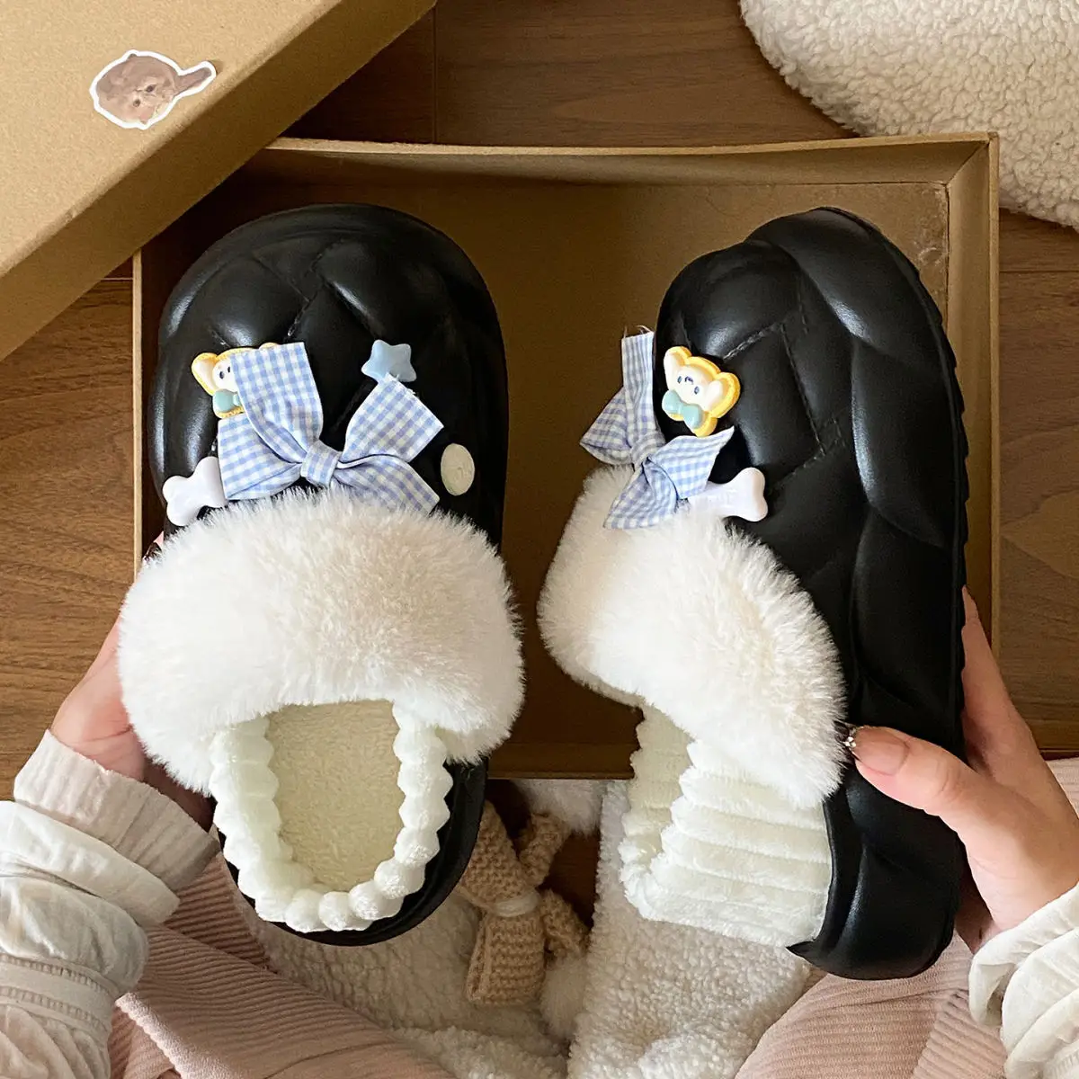 Warm Cartoon Slippers for Women Lightweight Durable Eva Cotton — feature 35