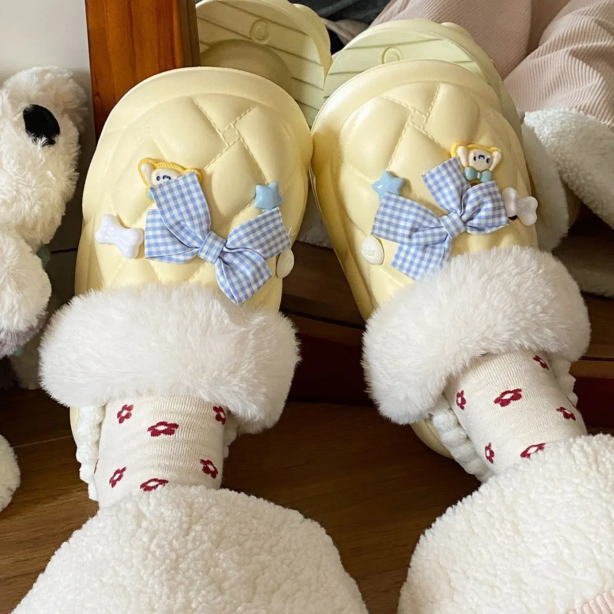 Warm Cartoon Slippers for Women Lightweight Durable Eva Cotton — feature 37