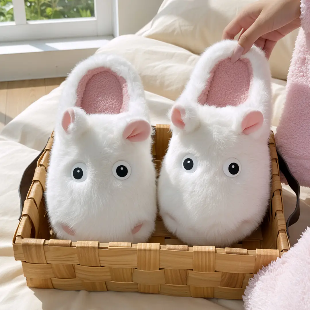 Nanbowan New Cotton Slippers for Women Winter Home Warm Fleece-Lined Anti-Slip Dormitory Cute Cartoon Student Fur Slippers - Image 3