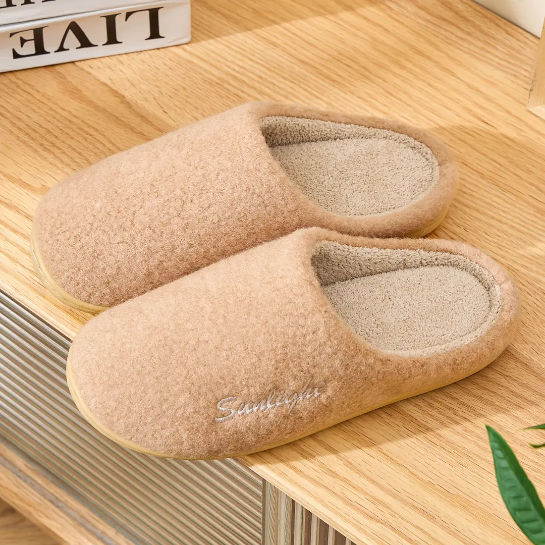 High-Bottom Retro Plaid Cotton Slippers for Women in Autumn and Winter Indoor Home Thick-Soled Non-Slip Silent Plush Warm Slippers - Image 4