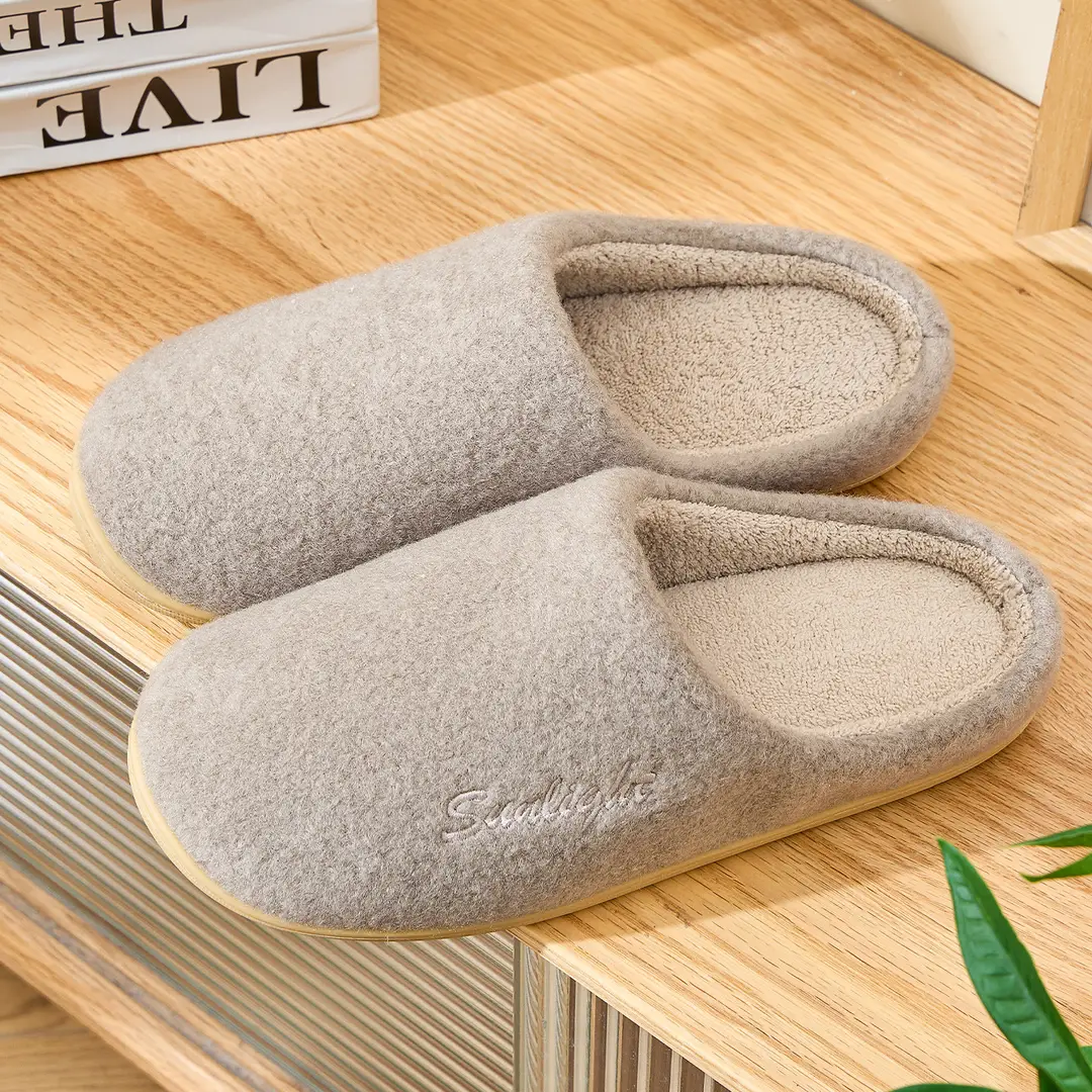 High-Bottom Retro Plaid Cotton Slippers for Women in Autumn and Winter Indoor Home Thick-Soled Non-Slip Silent Plush Warm Slippers - Image 5