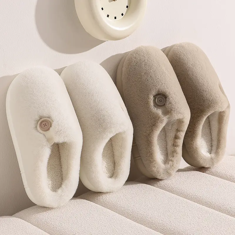 Home Warm Cotton Slippers for Men in Autumn and Winter Warm Plush Household Non-Slip Wear-Resistant Soft Bottom Toe Half Cotton Slippers for Women Wholesale - Image 5