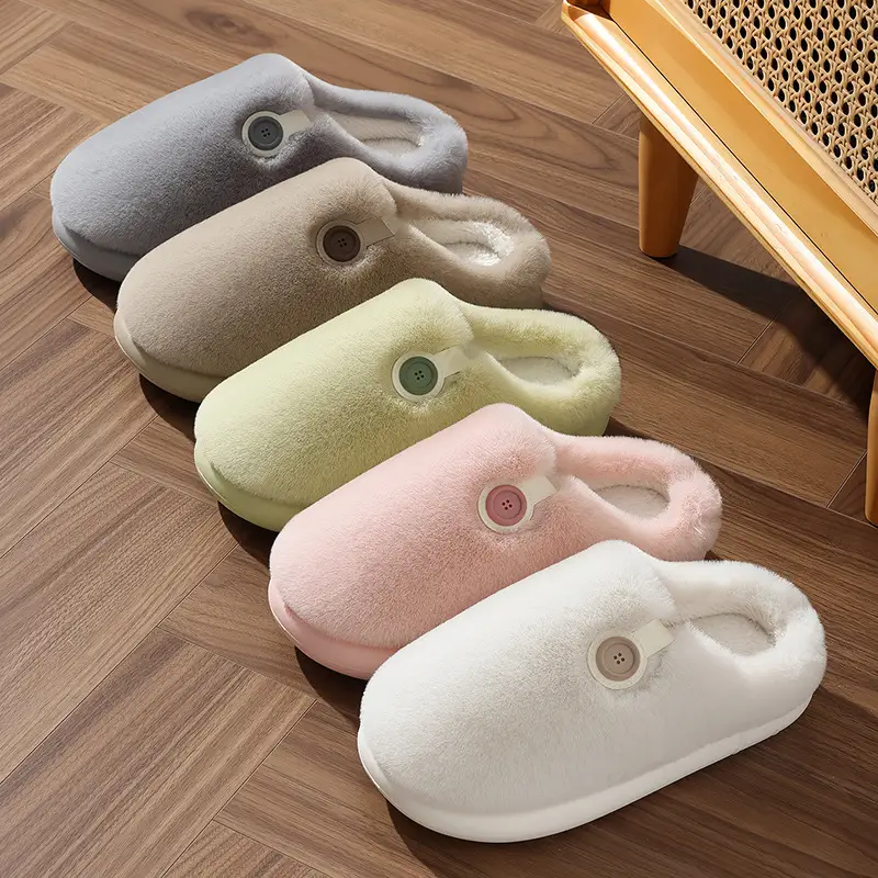 Home Warm Cotton Slippers for Men in Autumn and Winter Warm Plush Household Non-Slip Wear-Resistant Soft Bottom Toe Half Cotton Slippers for Women Wholesale - Image 6