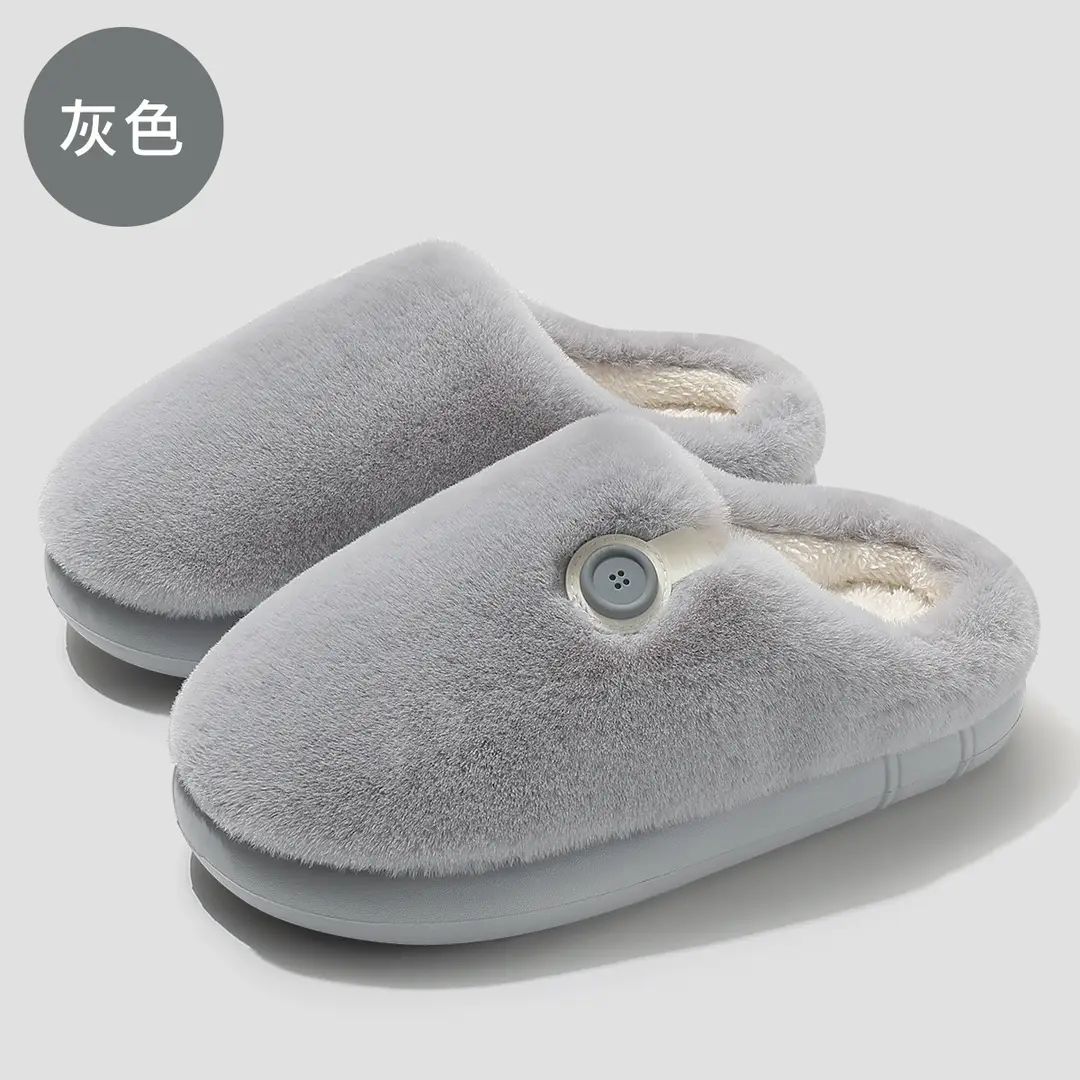 Home Warm Cotton Slippers for Men in Autumn and Winter Warm Plush Household Non-Slip Wear-Resistant Soft Bottom Toe Half Cotton Slippers for Women Wholesale - Image 2