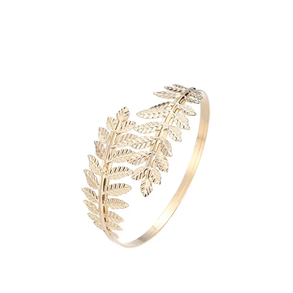 European and American Cross-Border Fashion Jewelry Roman Goddess Branch Leaf Arm Bracelet Punk Open Bangle Women's European and American Accessories