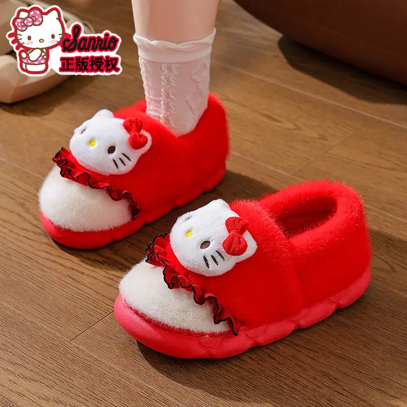 Sanrio Autumn and Winter Cotton Slippers for Women, Warm and Velvet, Kuromi Family Home Thick-Soled Kidsren's Cotton Shoes and Slippers - Image 13