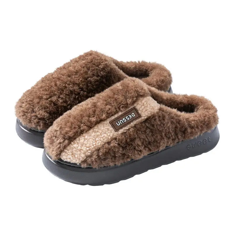 Men Cotton Slippers Warm Brown Winter 2025