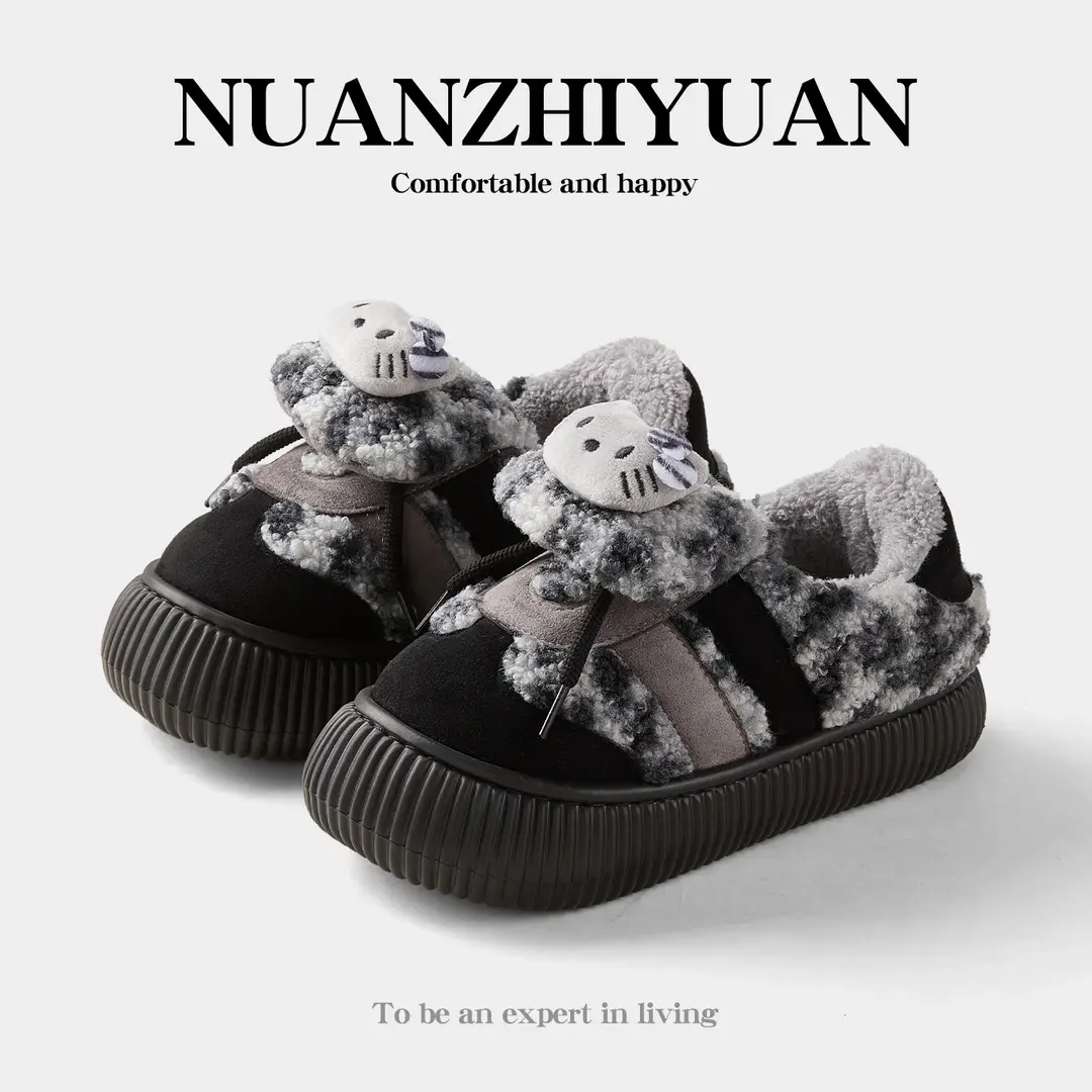 Qidan Shoe Factory Winter Cotton Slippers for Women Indoor Home Fleece-Lined Warm Thick Sole Non-Slip Outer Wear Bag Heel Cotton Shoes for Women Winter - Image 6