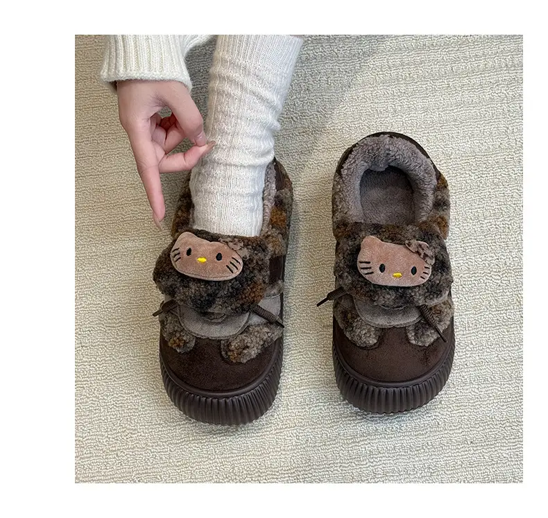 Qidan Shoe Factory Winter Cotton Slippers for Women Indoor Home Fleece-Lined Warm Thick Sole Non-Slip Outer Wear Bag Heel Cotton Shoes for Women Winter — feature 9