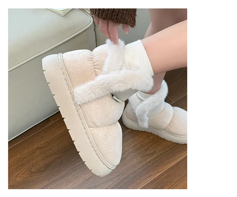 Qidan Shoe Factory Women's Winter Snow Boots for Home Indoor Fleece-Lined Warm Outer Wear Thick-Soled Non-Slip Heel Cotton Shoes for Women Winter — feature 13