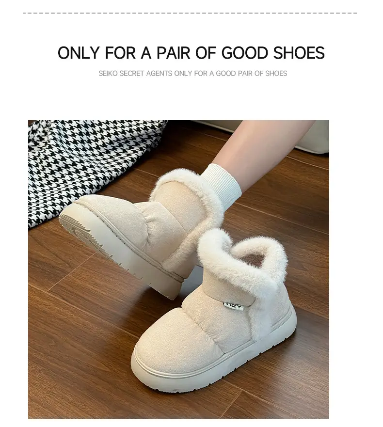 Qidan Shoe Factory Women's Winter Snow Boots for Home Indoor Fleece-Lined Warm Outer Wear Thick-Soled Non-Slip Heel Cotton Shoes for Women Winter — feature 4