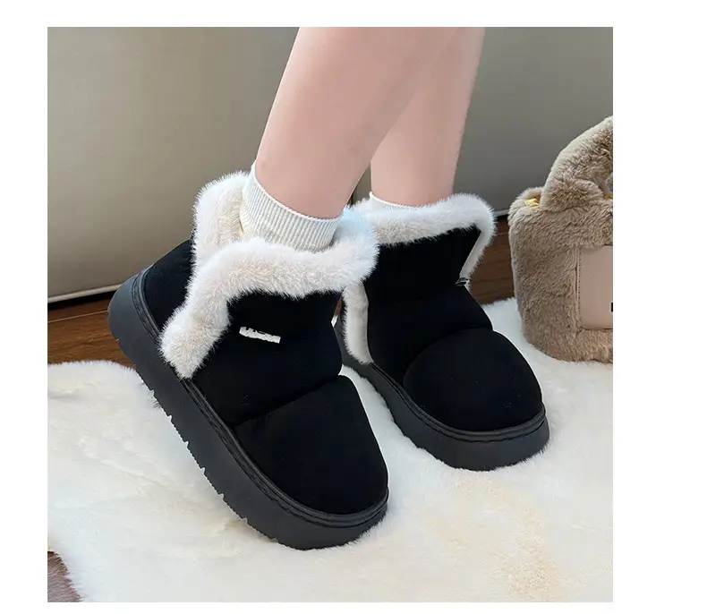 Qidan Shoe Factory Women's Winter Snow Boots for Home Indoor Fleece-Lined Warm Outer Wear Thick-Soled Non-Slip Heel Cotton Shoes for Women Winter — feature 6