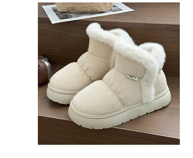 Qidan Shoe Factory Women's Winter Snow Boots for Home Indoor Fleece-Lined Warm Outer Wear Thick-Soled Non-Slip Heel Cotton Shoes for Women Winter — feature 7