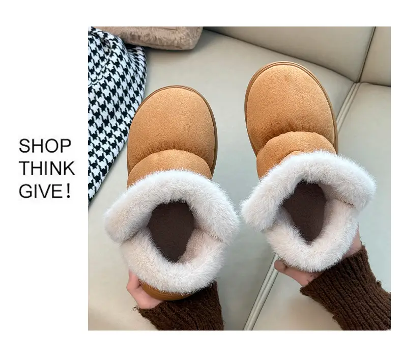 Qidan Shoe Factory Women's Winter Snow Boots for Home Indoor Fleece-Lined Warm Outer Wear Thick-Soled Non-Slip Heel Cotton Shoes for Women Winter — feature 8