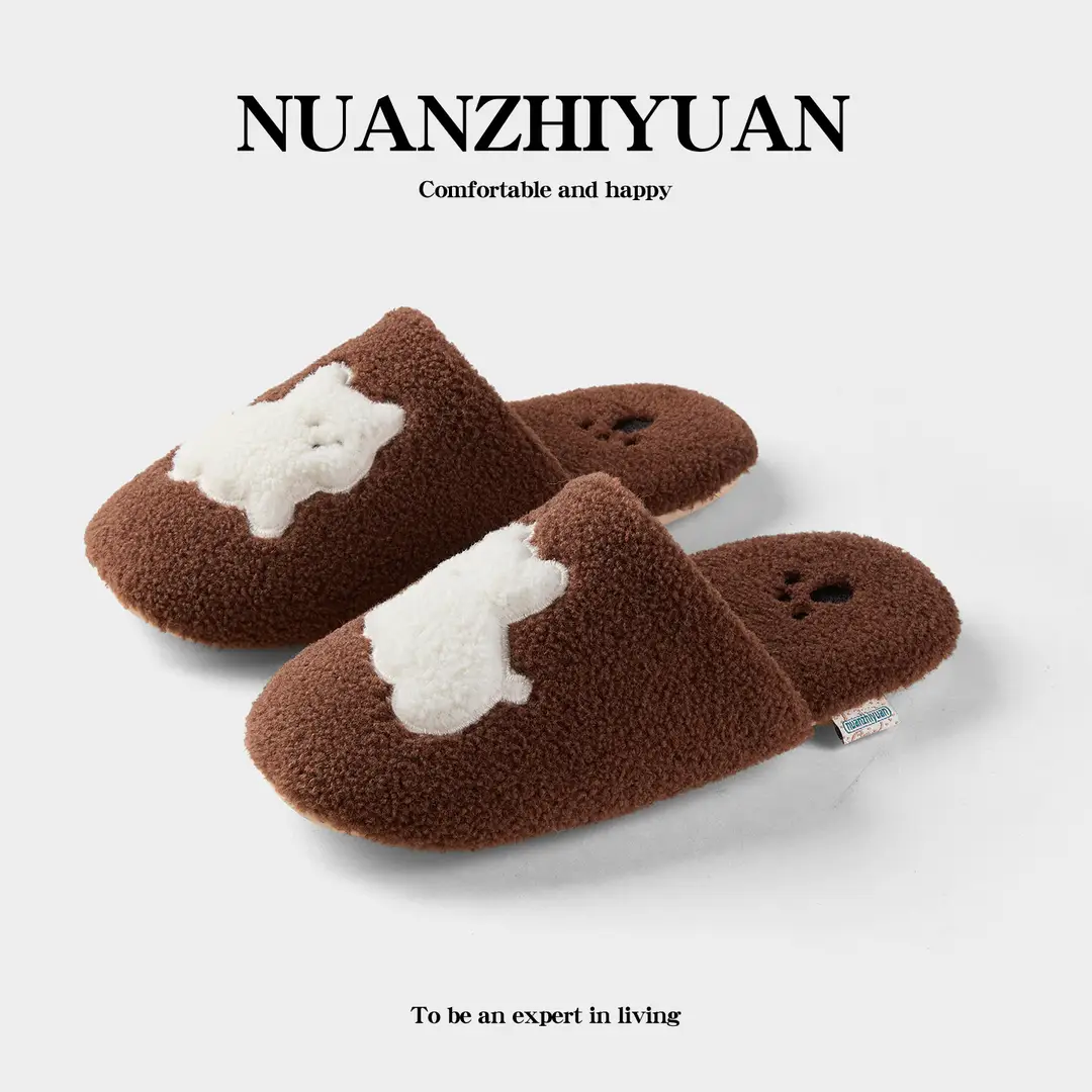 Qidan Shoe Factory Cartoon Cotton Slippers Women's Autumn and Winter Home Indoor Velvet Warm Soft Sole Anti-Slip Couple Cotton Slippers - Image 4