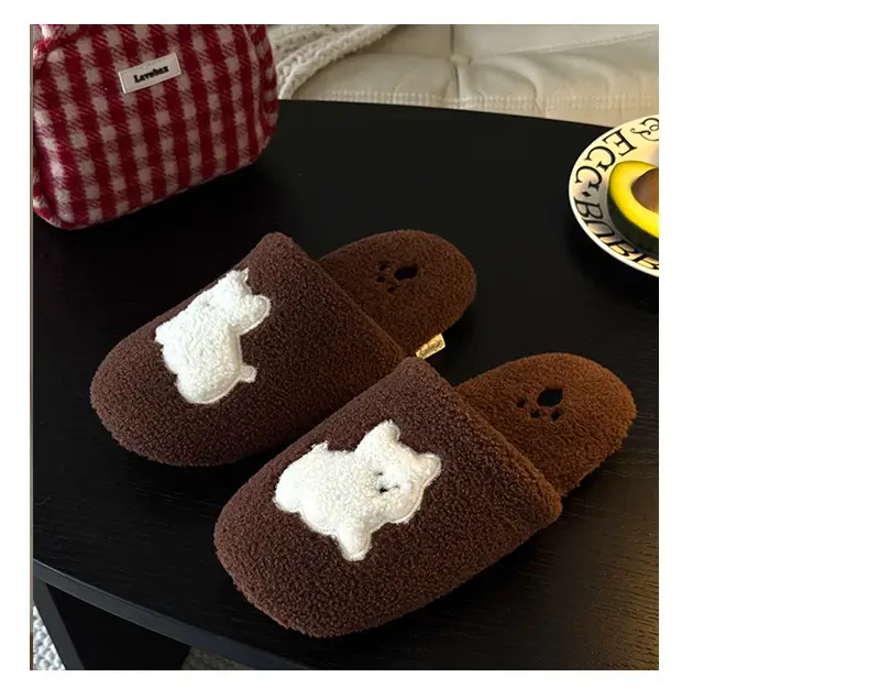 Qidan Shoe Factory Cartoon Cotton Slippers Women's Autumn and Winter Home Indoor Velvet Warm Soft Sole Anti-Slip Couple Cotton Slippers — feature 5