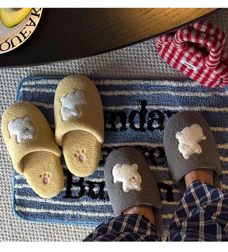 Qidan Shoe Factory Cartoon Cotton Slippers Women's Autumn and Winter Home Indoor Velvet Warm Soft Sole Anti-Slip Couple Cotton Slippers — feature 7