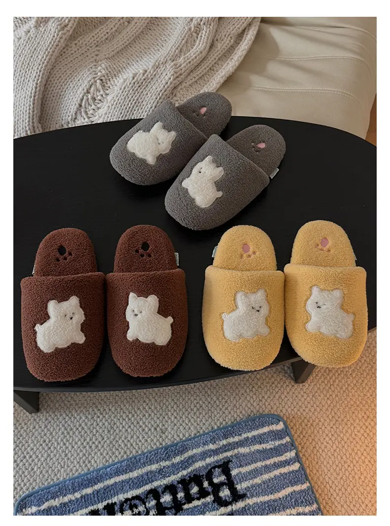 Qidan Shoe Factory Cartoon Cotton Slippers Women's Autumn and Winter Home Indoor Velvet Warm Soft Sole Anti-Slip Couple Cotton Slippers — feature 8
