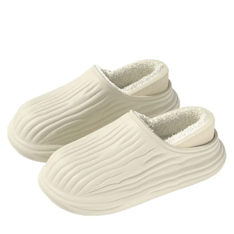 Waterproof Heel-Covering Cotton Slippers for Women, Autumn and Winter Indoor Home Thick-Soled Non-Slip Outdoor Wear, Fleece-Lined Warm Maternity Cotton Shoes for Men - Image 9