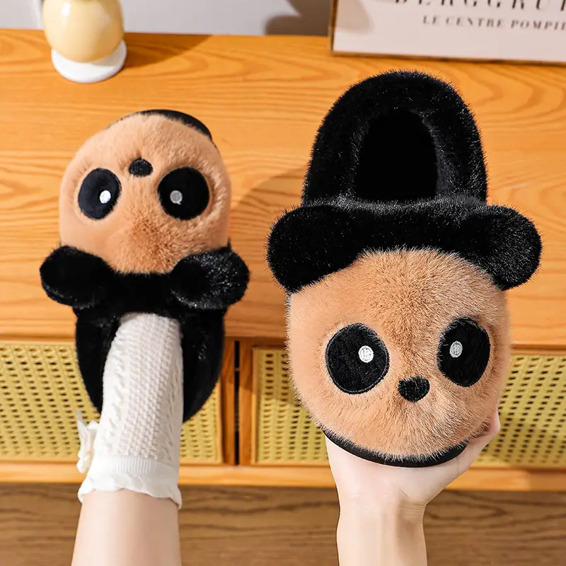 Cotton Slippers Winter Home Indoor Non-Slip Boys Thick-Soled Fleece-Lined Girls Baby Cute Family Panda Cotton Shoes Cotton Slippers - Image 9